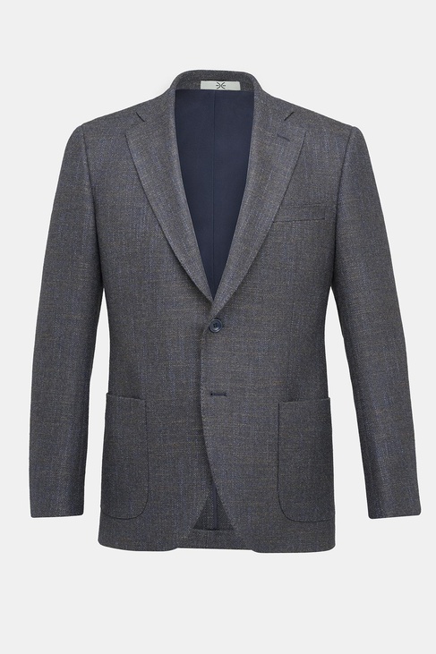  Erkek Kahverengi Yün İpek Kaşmir Karışımlı Delfino Spor Ceket