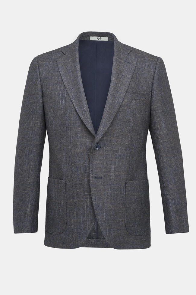  Erkek Kahverengi Yün İpek Kaşmir Karışımlı Delfino Spor Ceket