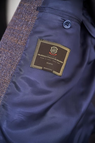  Erkek Kahverengi Yün İpek Kaşmir Karışımlı Delfino Spor Ceket