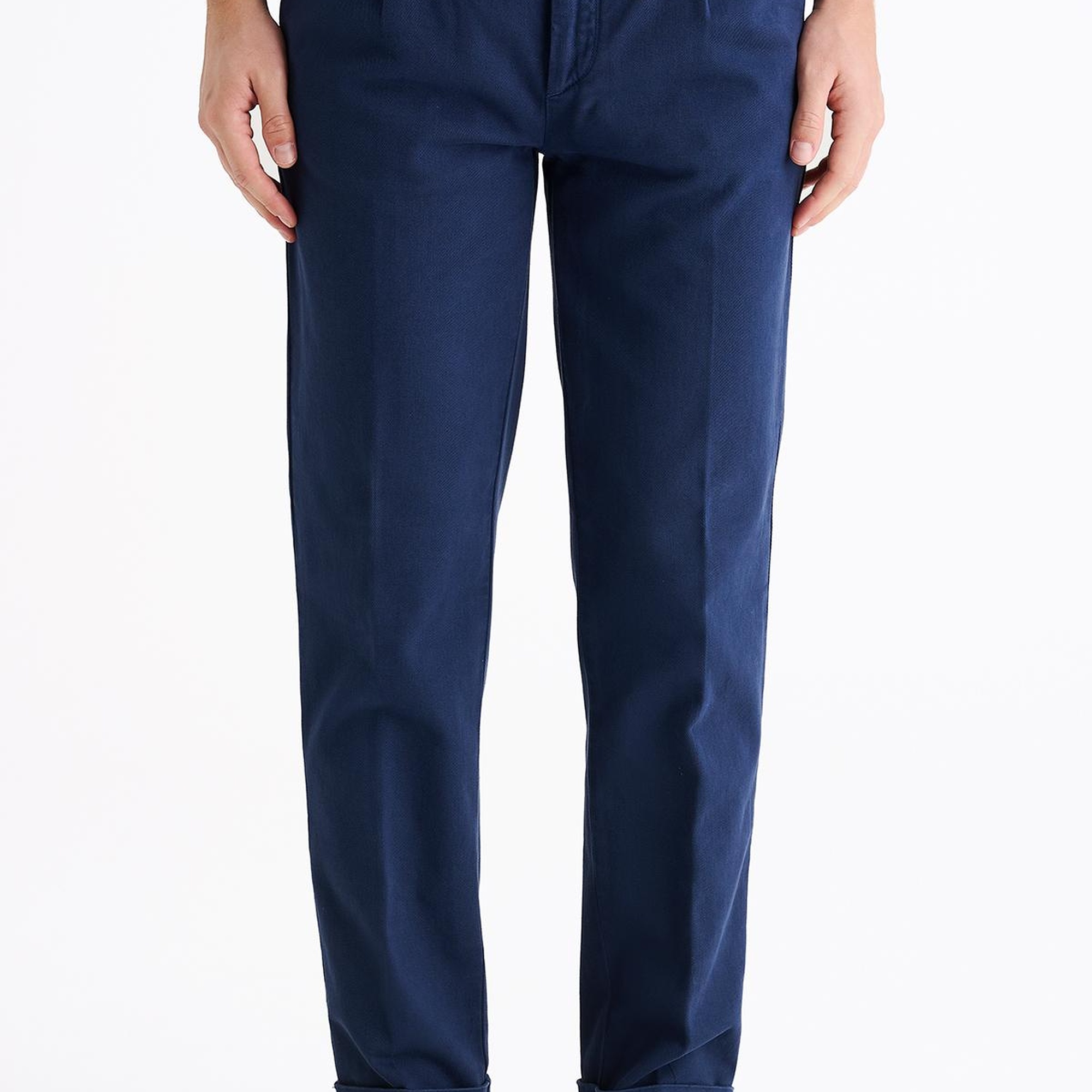 Erkek Lacivert Pamuk Streç Chino Pantolon