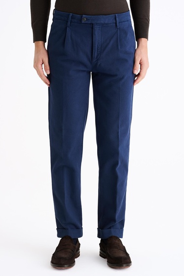  Erkek Lacivert Pamuk Streç Chino Pantolon