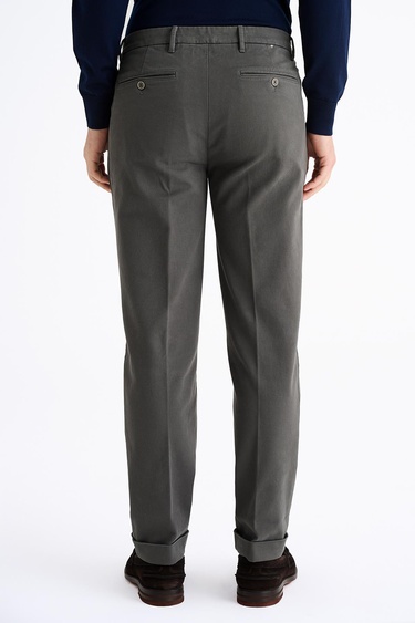  Erkek Koyu Yeşil Pamuk Streç Chino Pantolon