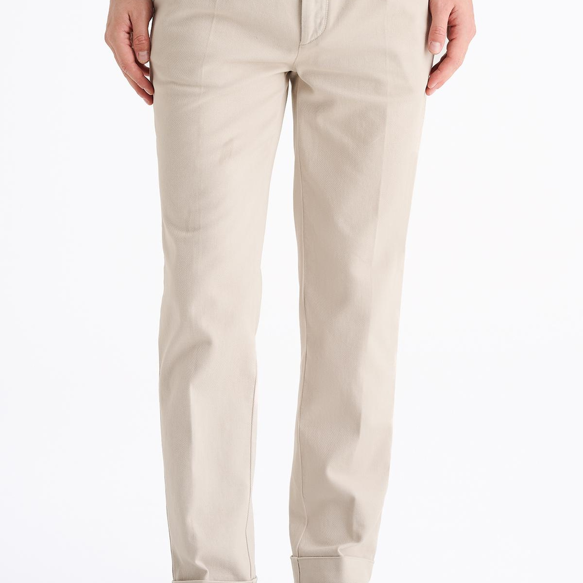 Erkek Bej Pamuk Streç Chino Pantolon