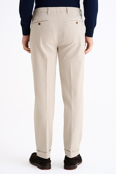  Erkek Bej Pamuk Streç Chino Pantolon