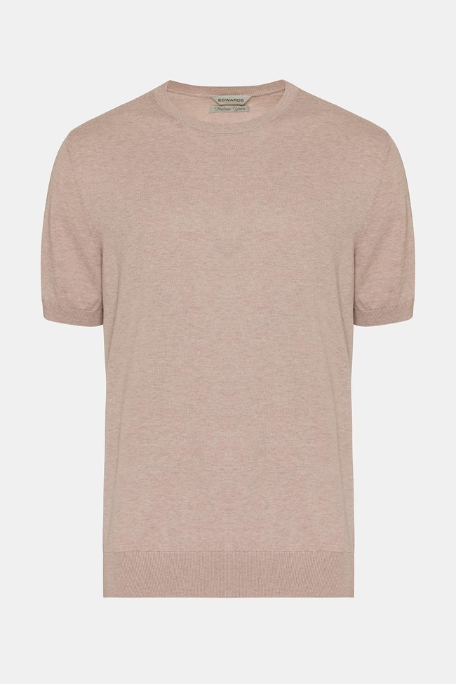  Erkek Bej Kısa Kollu Bisiklet Yaka Kazak