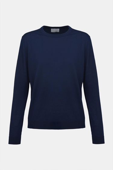  Kadın Lacivert Yün Bisiklet Yaka Kazak