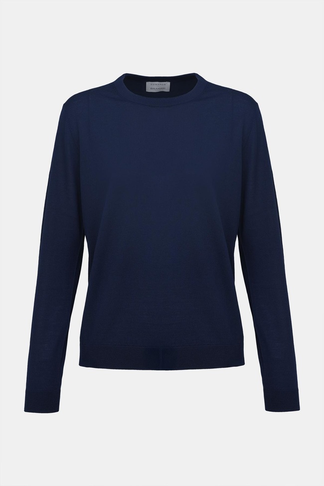  Kadın Lacivert Yün Bisiklet Yaka Kazak