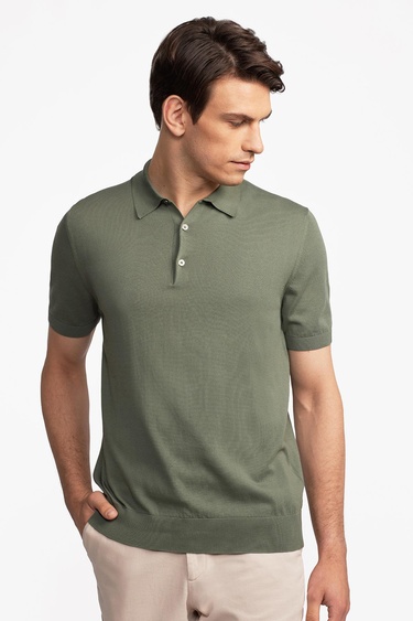  Erkek Haki Polo Yaka Kazak