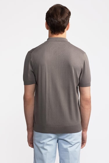  Erkek Vizon Polo Yaka Kazak