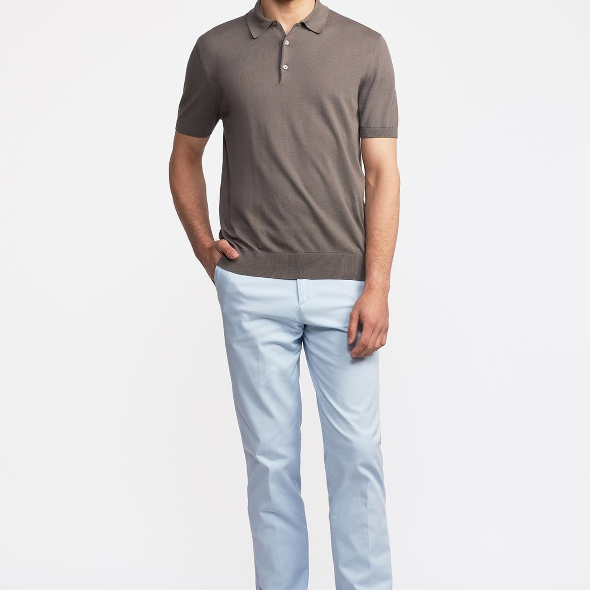 Erkek Vizon Polo Yaka Kazak