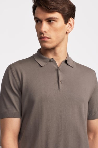  Erkek Vizon Polo Yaka Kazak