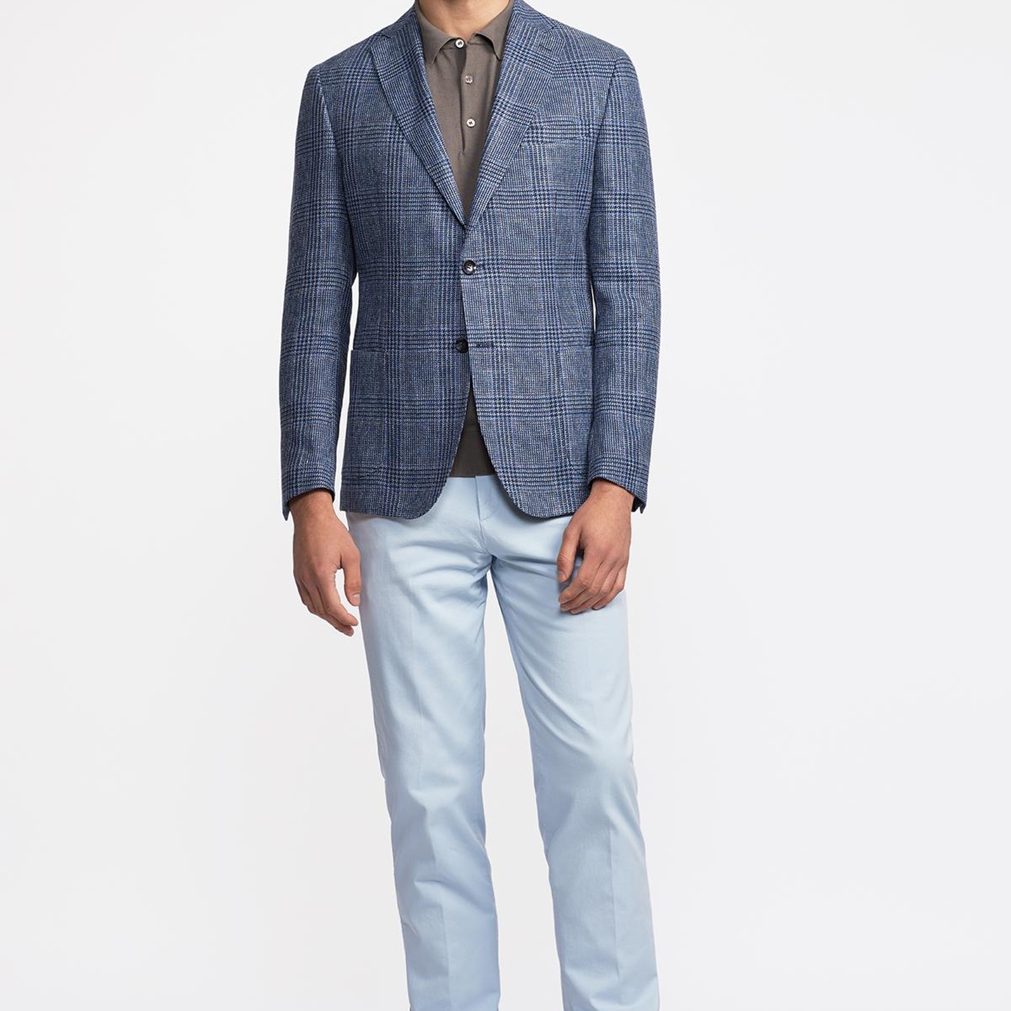 Erkek Lacivert Vitale Barberis Keten İpek Karışımlı Casual Ceket