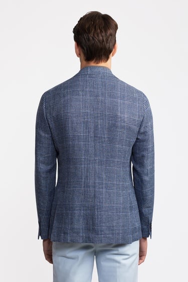  Erkek Lacivert Vitale Barberis Keten İpek Karışımlı Casual Ceket