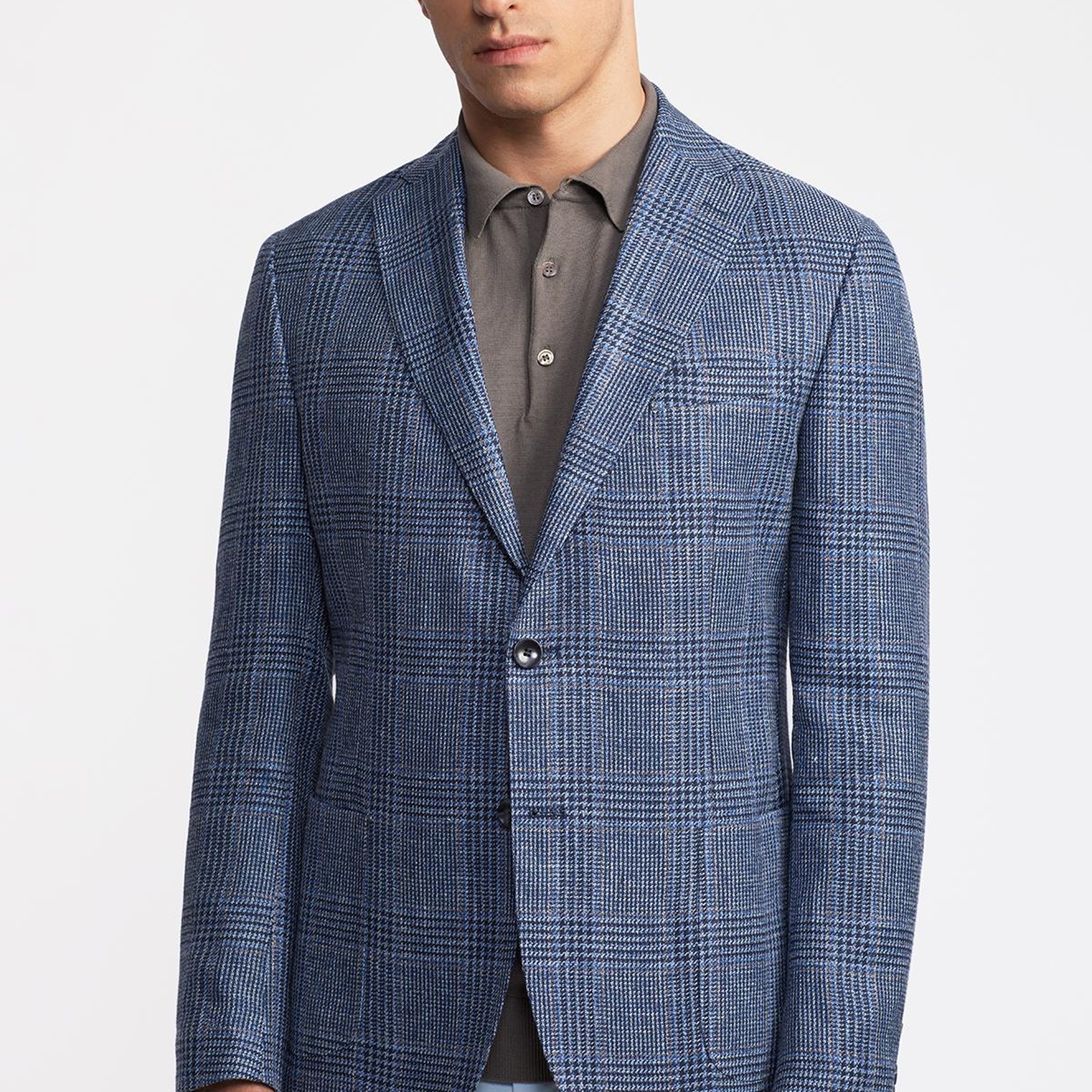 Erkek Lacivert Vitale Barberis Keten İpek Karışımlı Casual Ceket