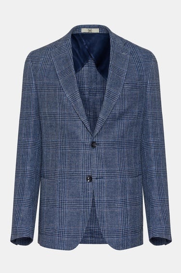  Erkek Lacivert Vitale Barberis Keten İpek Karışımlı Casual Ceket