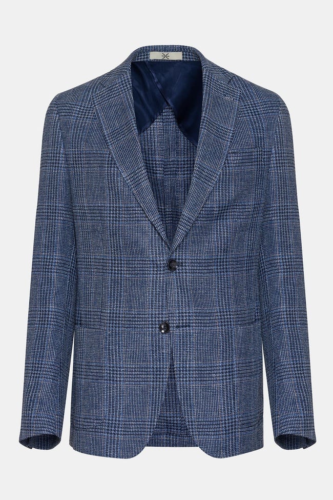  Erkek Lacivert Vitale Barberis Keten İpek Karışımlı Casual Ceket