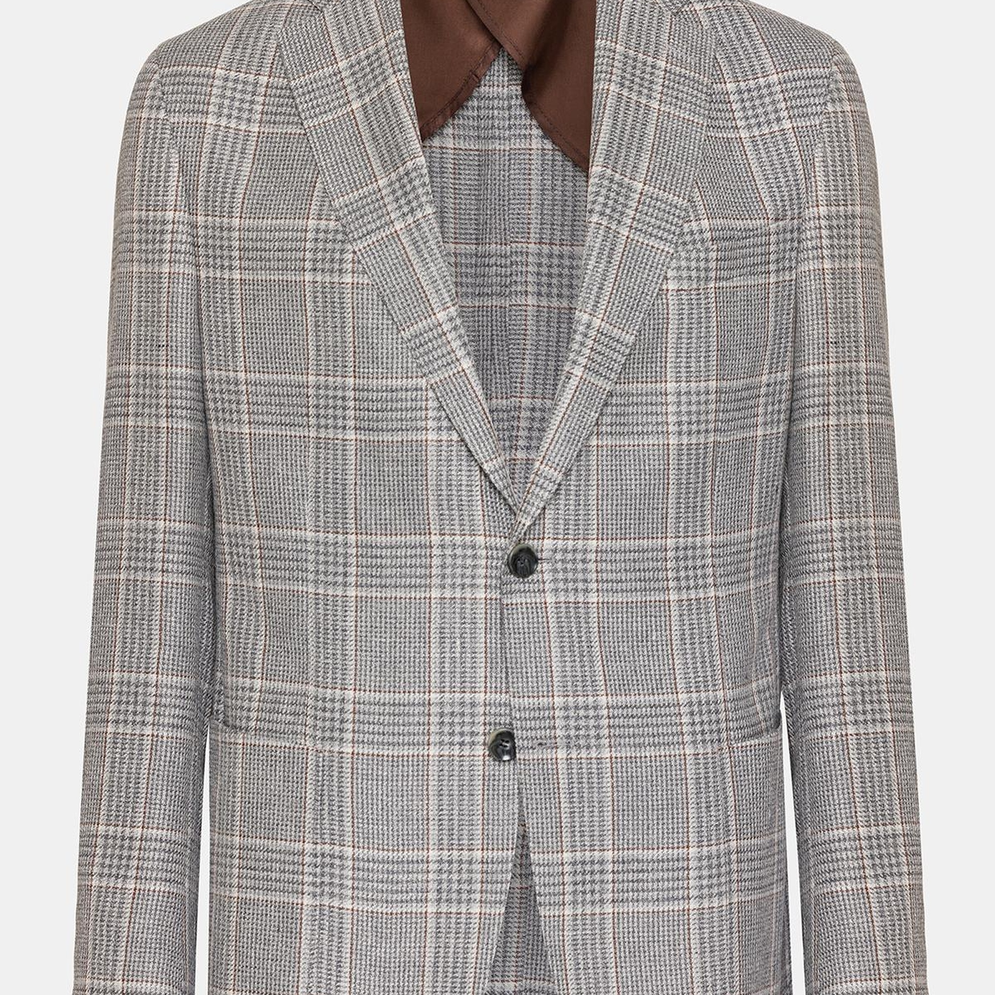 Erkek Gri Vitale Barberis Keten İpek Karışımlı Casual Ceket