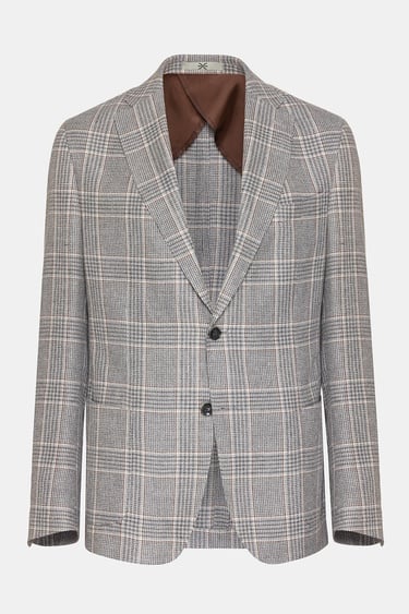  Erkek Gri Vitale Barberis Keten İpek Karışımlı Casual Ceket