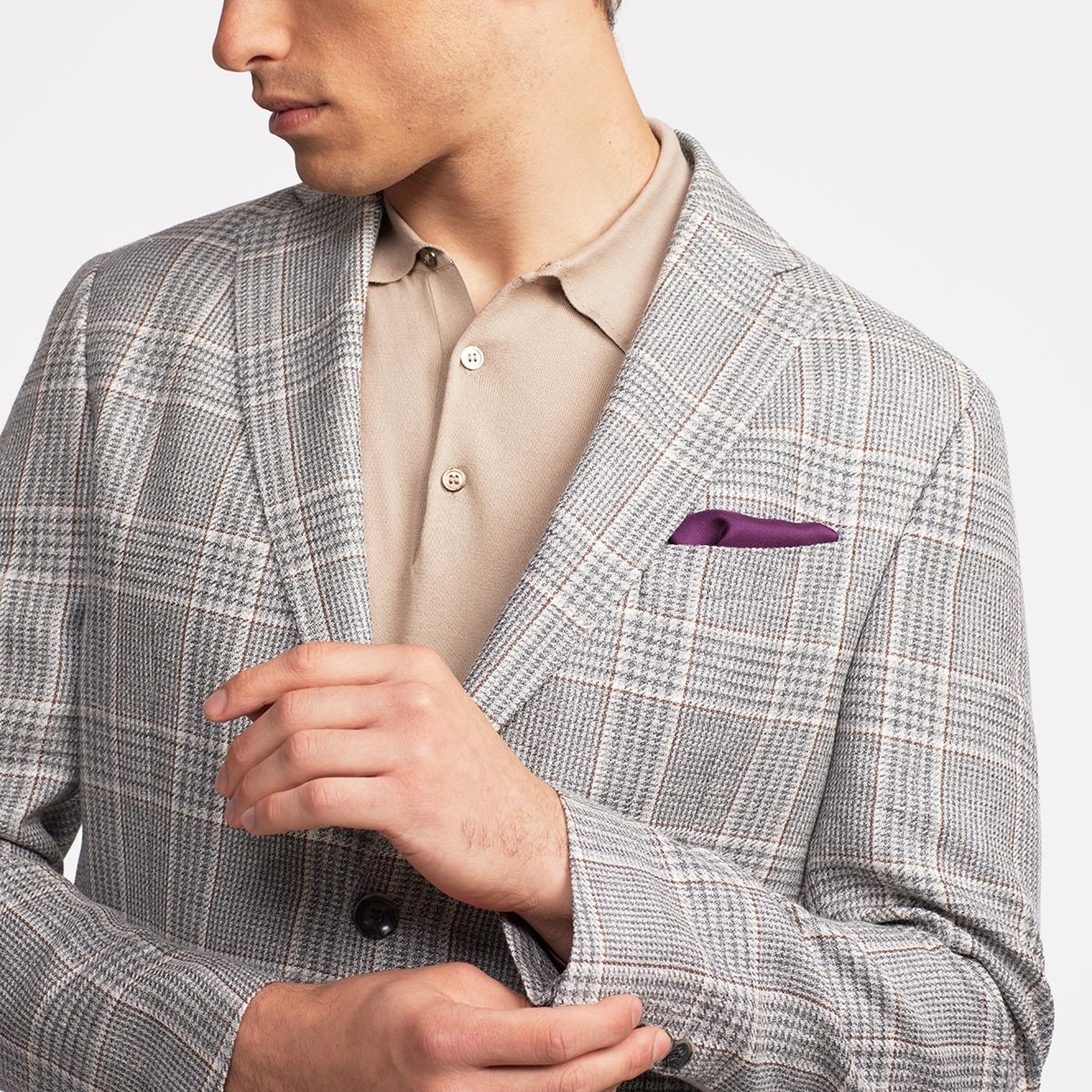 Erkek Gri Vitale Barberis Keten İpek Karışımlı Casual Ceket