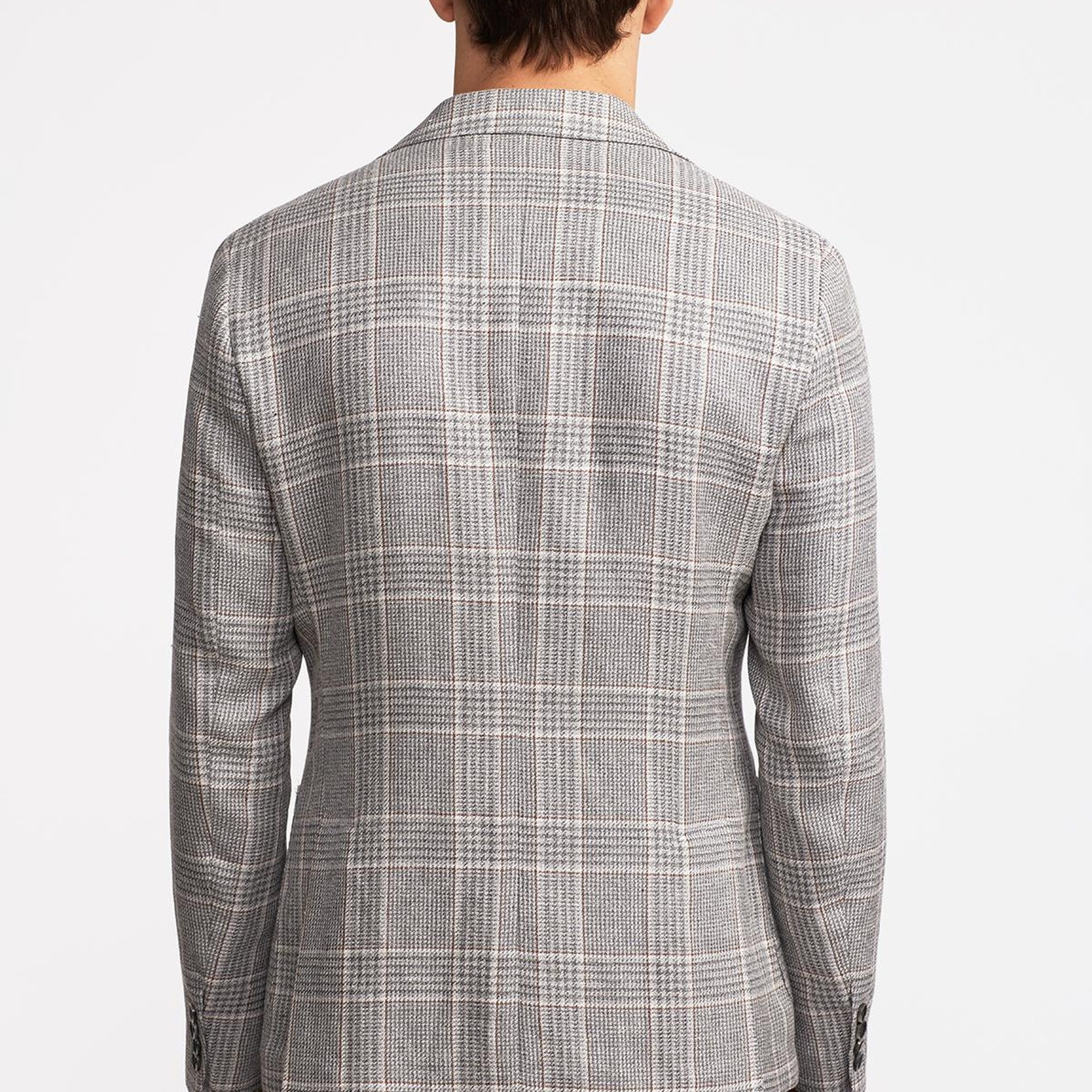 Erkek Gri Vitale Barberis Keten İpek Karışımlı Casual Ceket