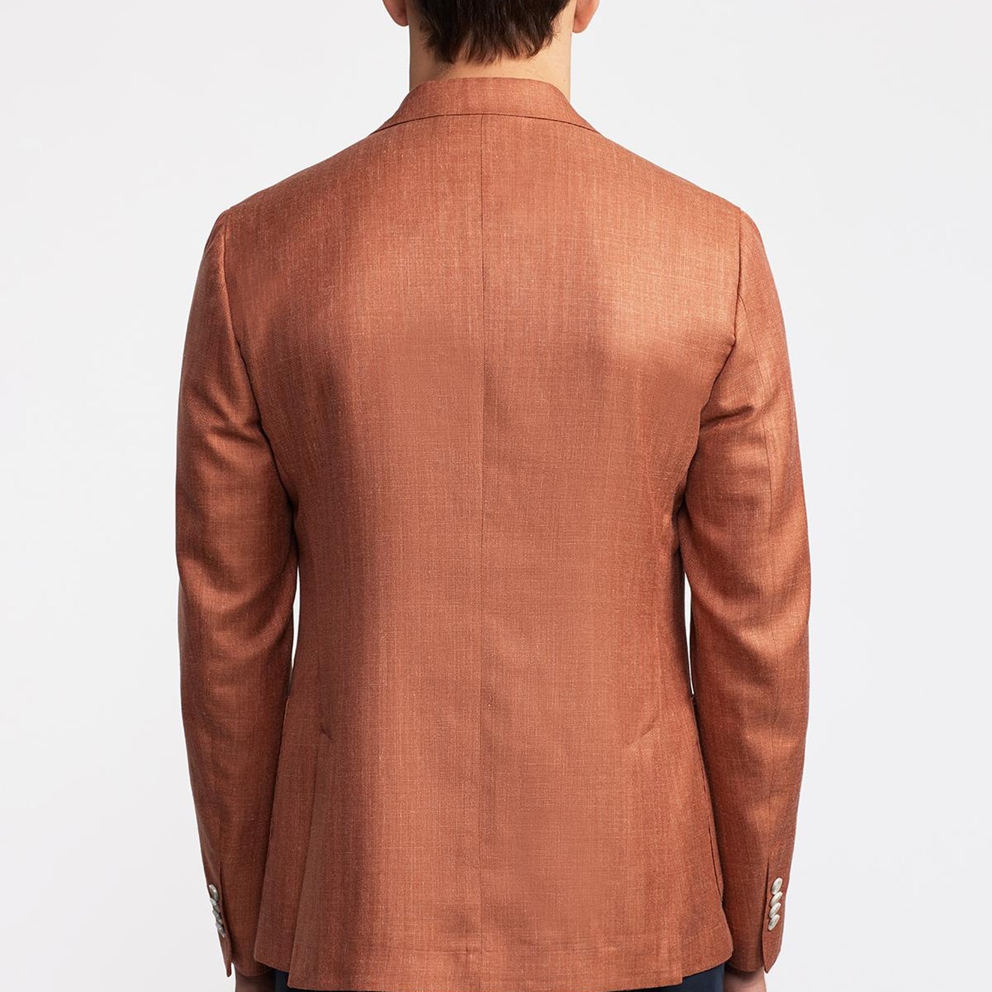 Erkek Taba Loro Piana Kumaşıyla Üretilmiş Yün İpek Karışımlı Casual Ceket