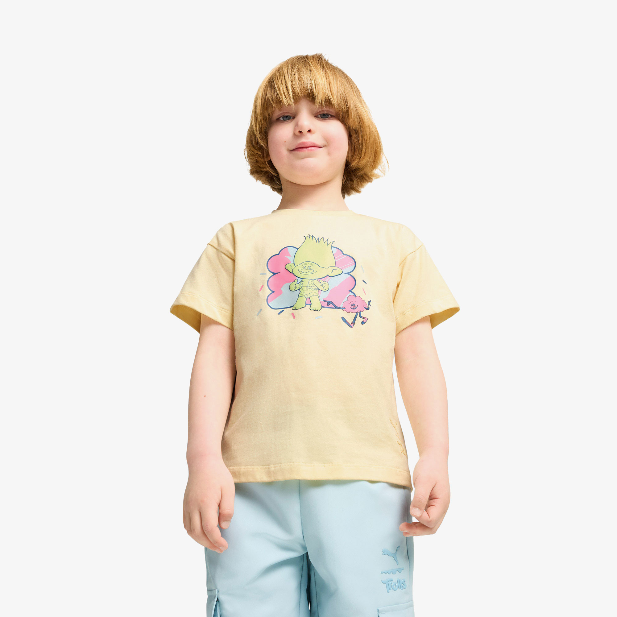  Puma X Trolls Graphic Çocuk Sarı T-Shirt
