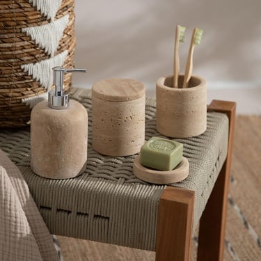  EVELYN TRAVERTEN 5'Lİ BANYO SETİ BEJ