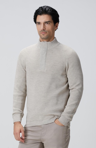  Network Erkek Bej Melanj Yün Karışımlı Kazak