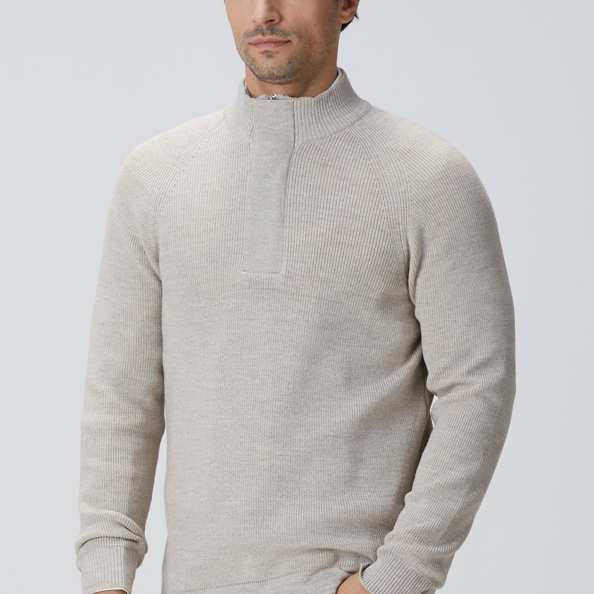 Network Erkek Bej Melanj Yün Karışımlı Kazak