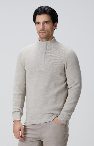  Network Erkek Bej Melanj Yün Karışımlı Kazak