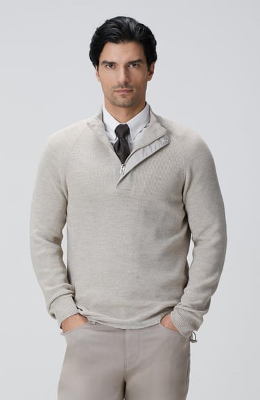  Network Erkek Bej Melanj Yün Karışımlı Kazak