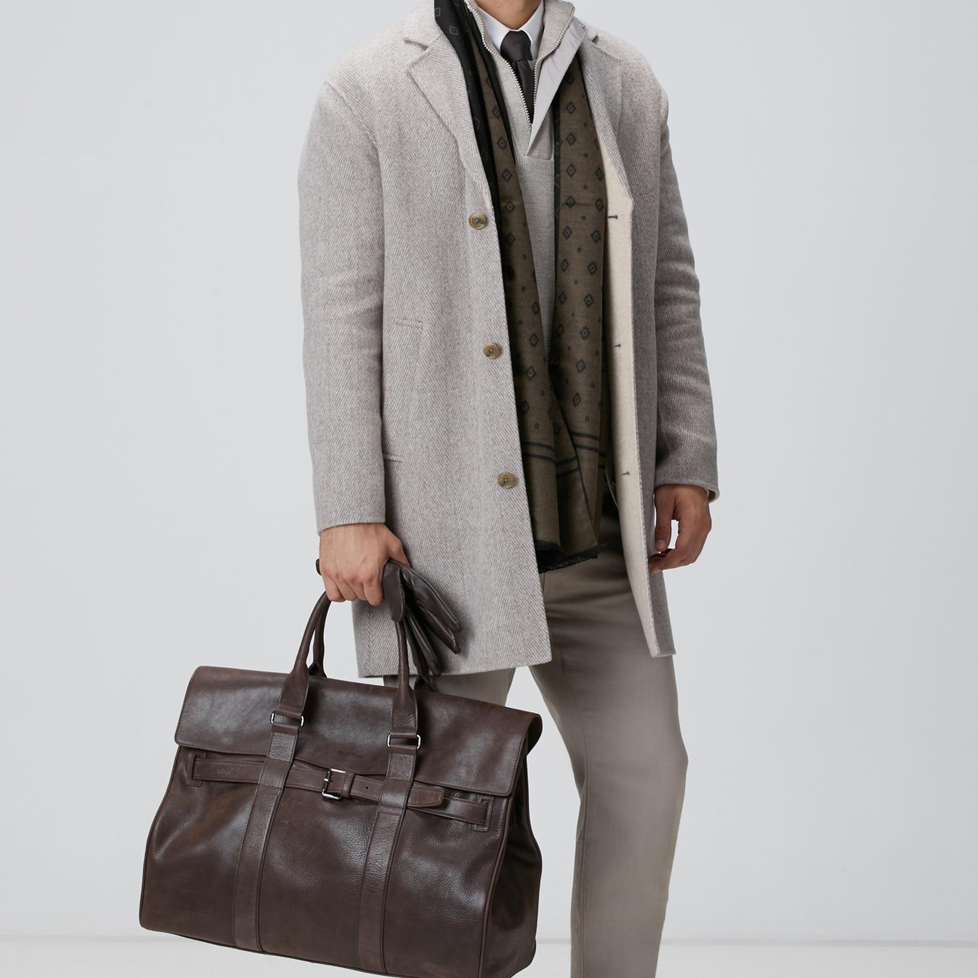 Network Erkek Bej Melanj Yün Karışımlı Kazak