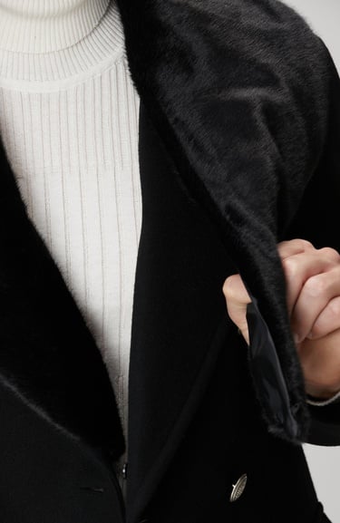  Network Erkek Siyah Yün Kaşmir Karışımlı Palto