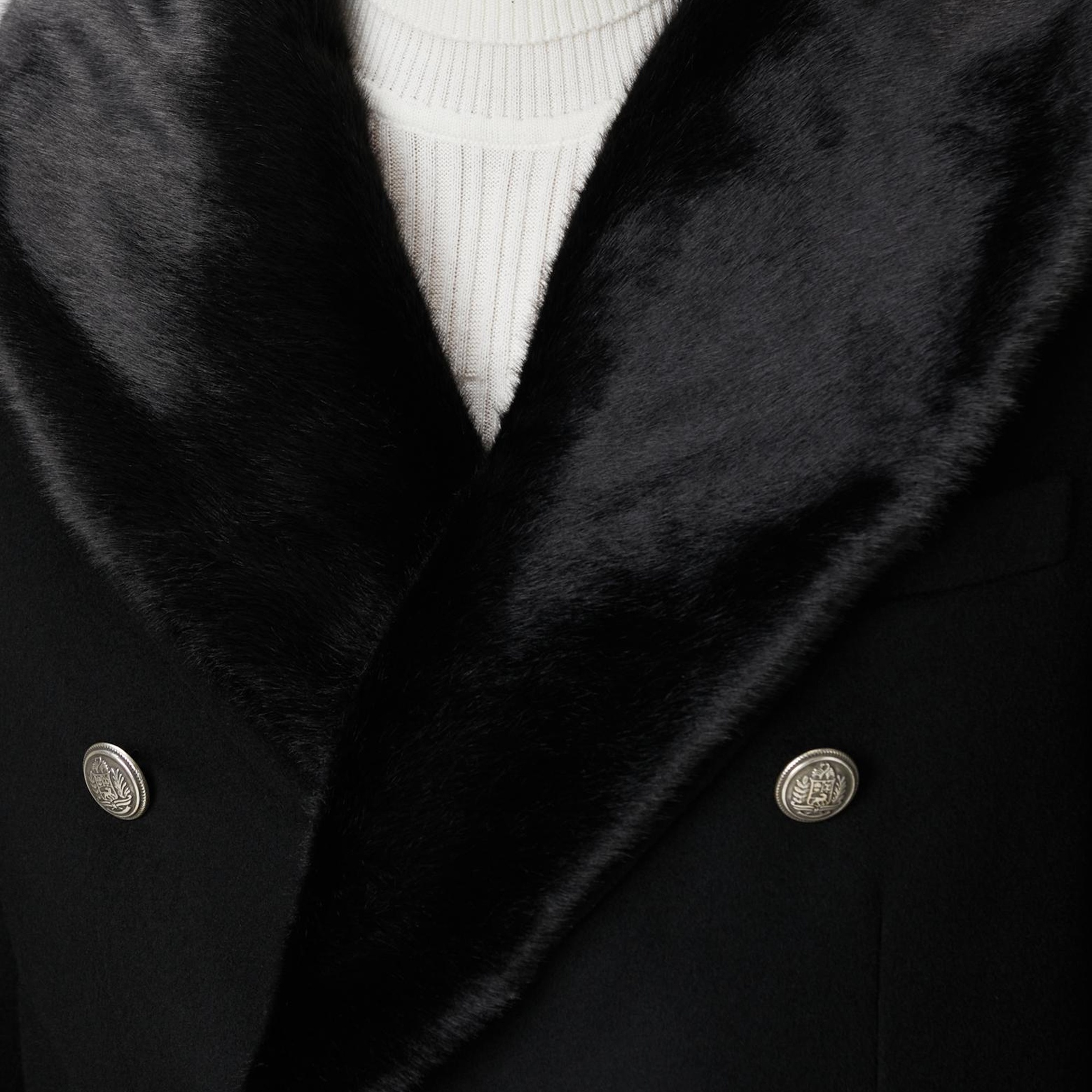 Network Erkek Siyah Yün Kaşmir Karışımlı Palto