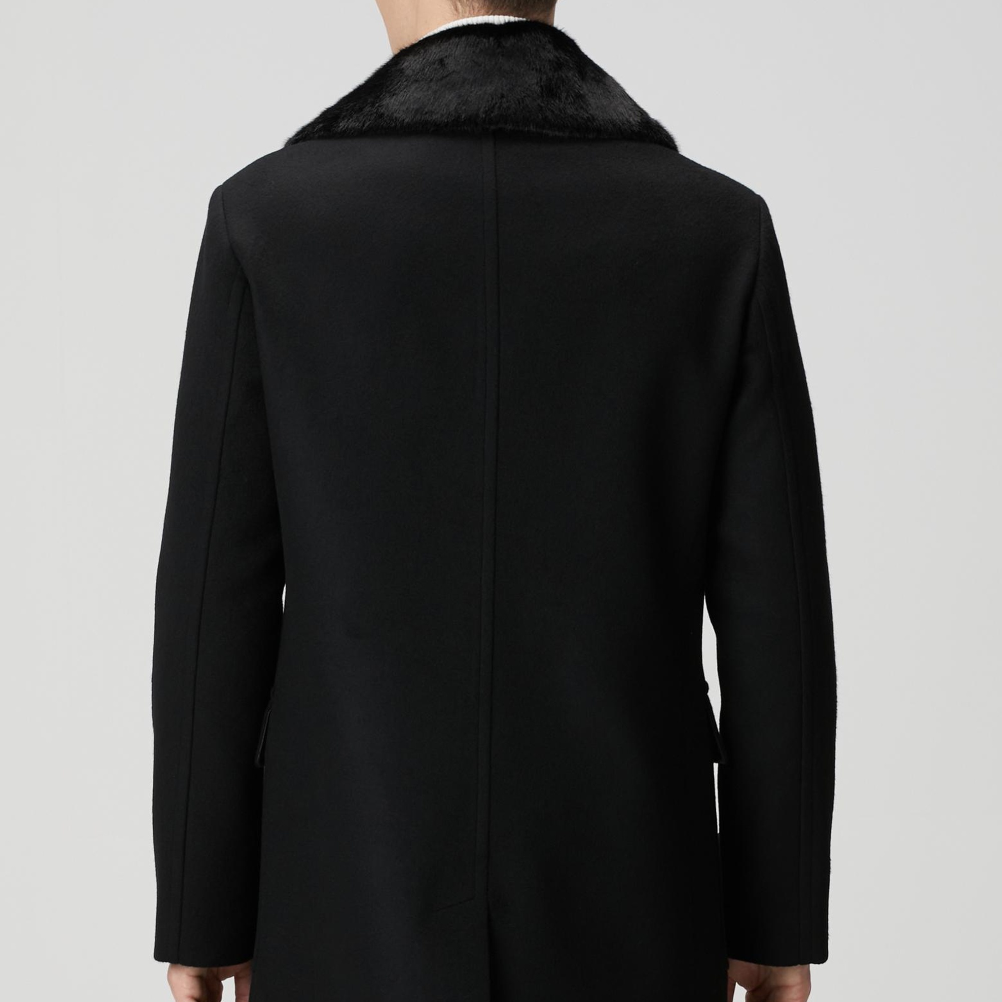 Network Erkek Siyah Yün Kaşmir Karışımlı Palto