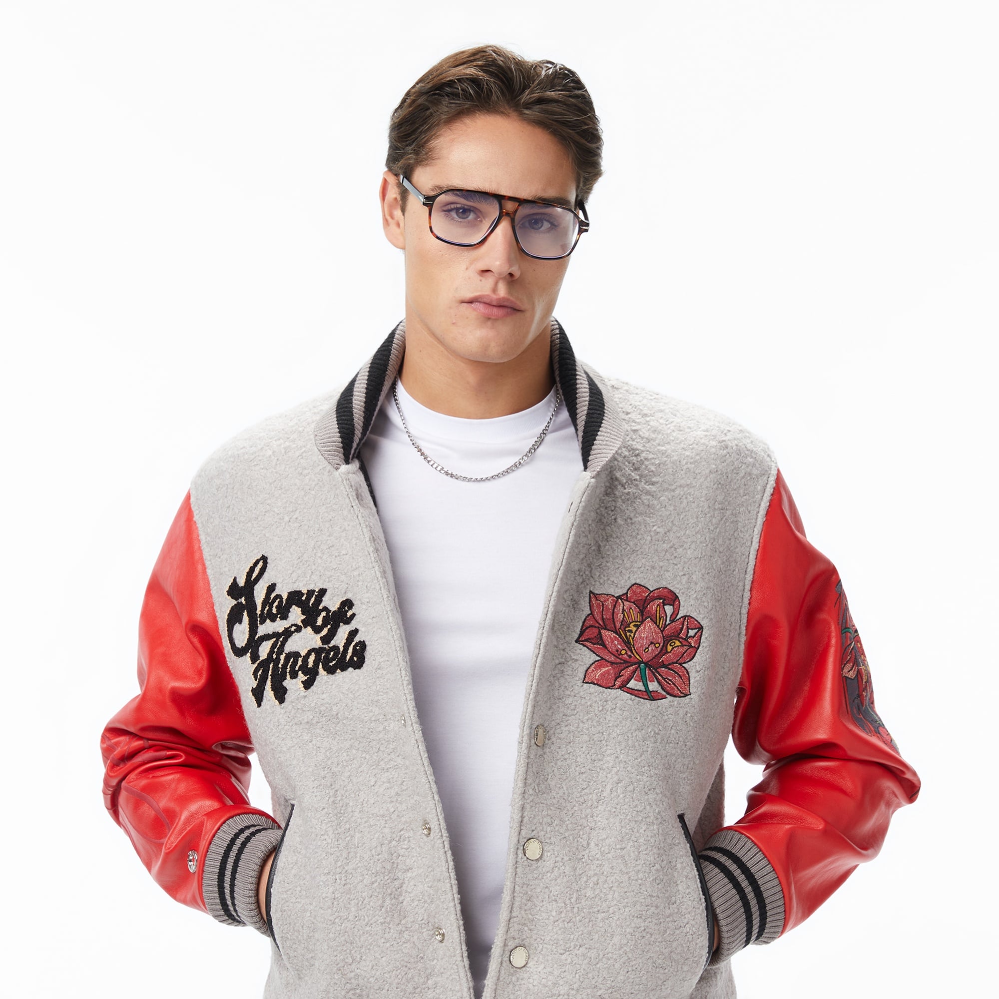 Story Of Angels Surrender Your Soul Leather&Wool College Erkek Gri/Kırmızı Ceket