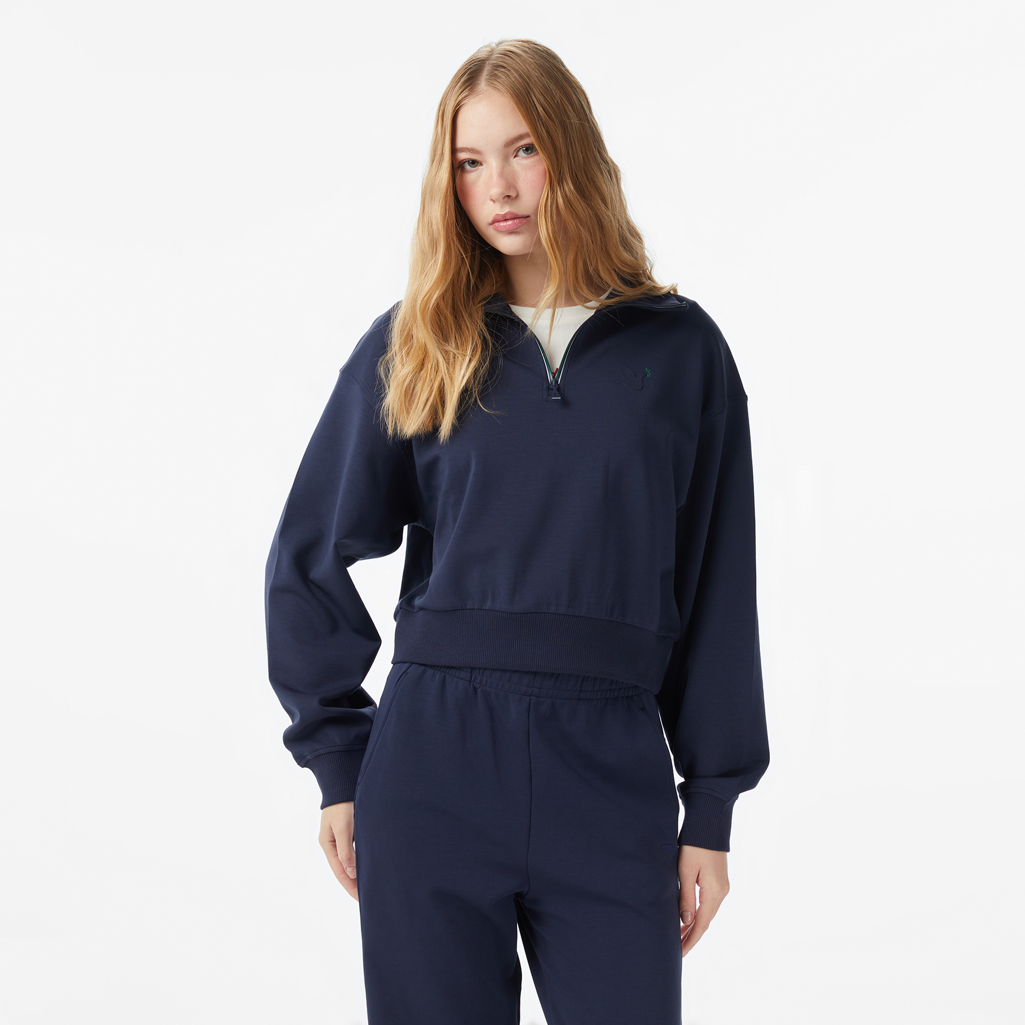  Anta Iconic Kadın Lacivert Yarım Fermuarlı Sweatshirt