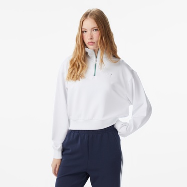  Anta Iconic Kadın Beyaz Yarım Fermuarlı Sweatshirt