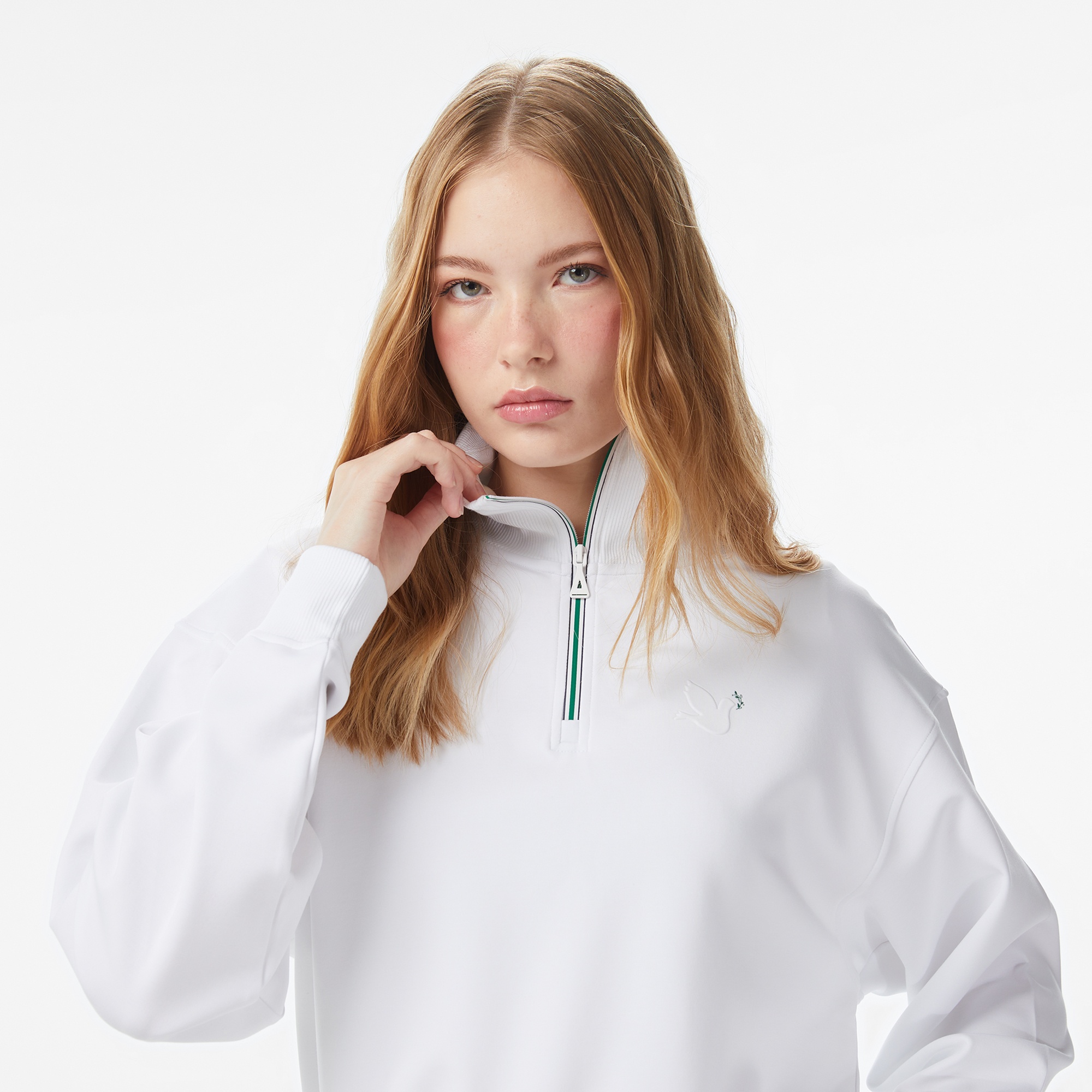 Anta Iconic Kadın Beyaz Yarım Fermuarlı Sweatshirt