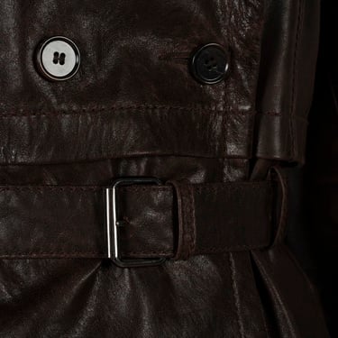  DESA Kadın Kahve Yakalı Deri Kısa Trençkot