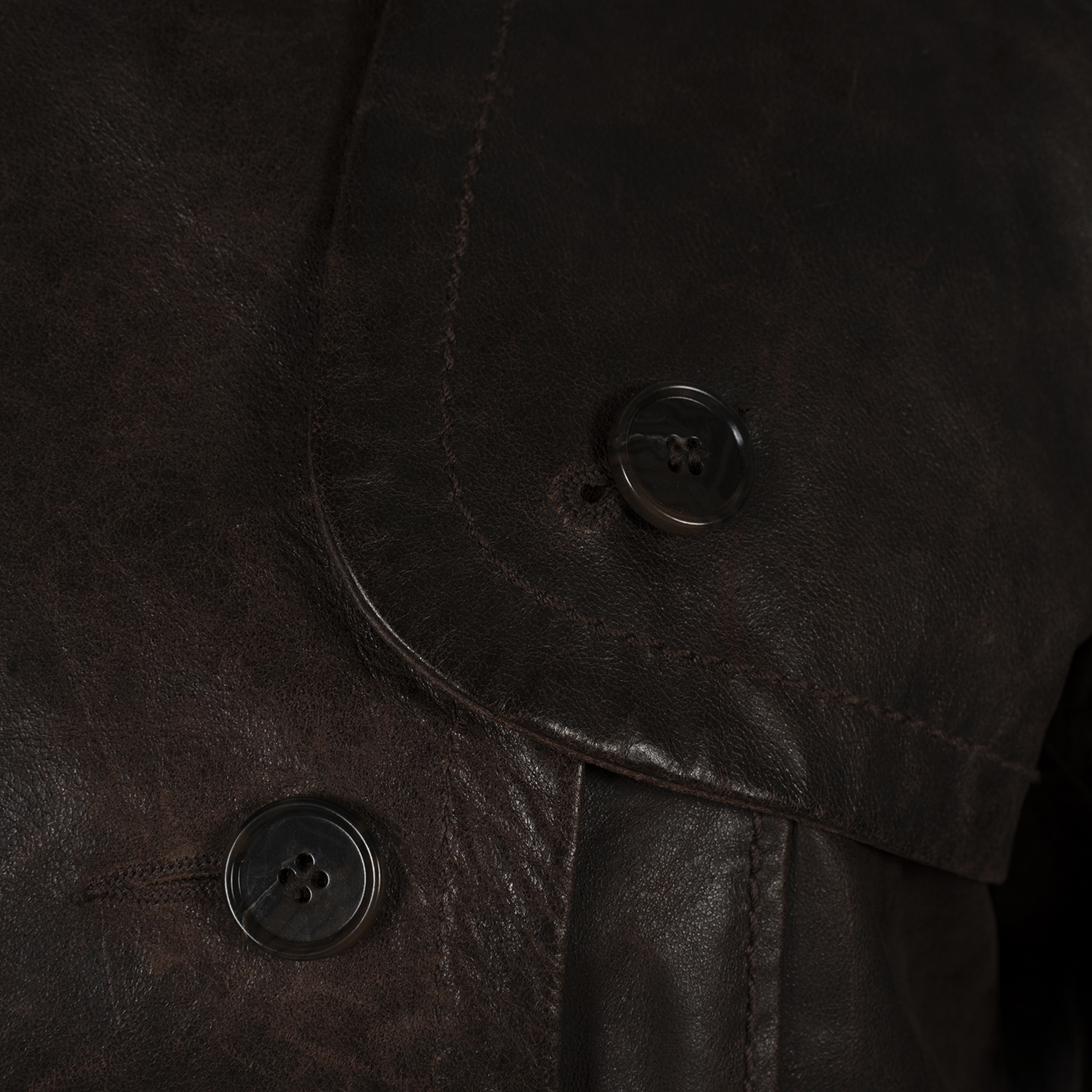 DESA Kadın Kahve Yakalı Deri Kısa Trençkot