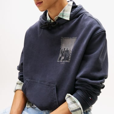  Tommy Hilfiger 90s Back Photo Print Erkek Lacivert Sweatshirt