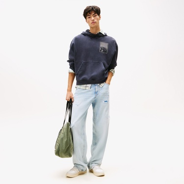  Tommy Hilfiger 90s Back Photo Print Erkek Lacivert Sweatshirt