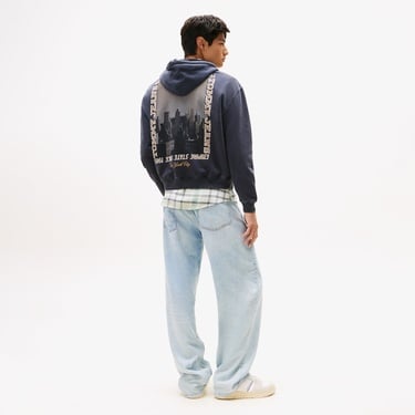  Tommy Hilfiger 90s Back Photo Print Erkek Lacivert Sweatshirt