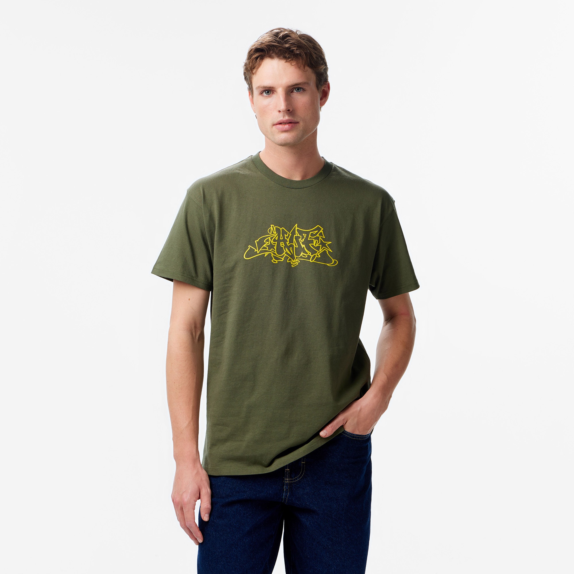 Huf Outline Erkek Gri T-Shirt