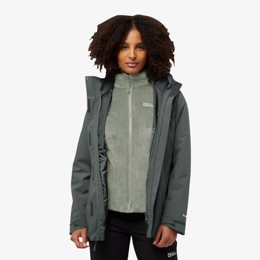  Jack Wolfskin Rotwand 3in1 Kadın Yeşil Ceket