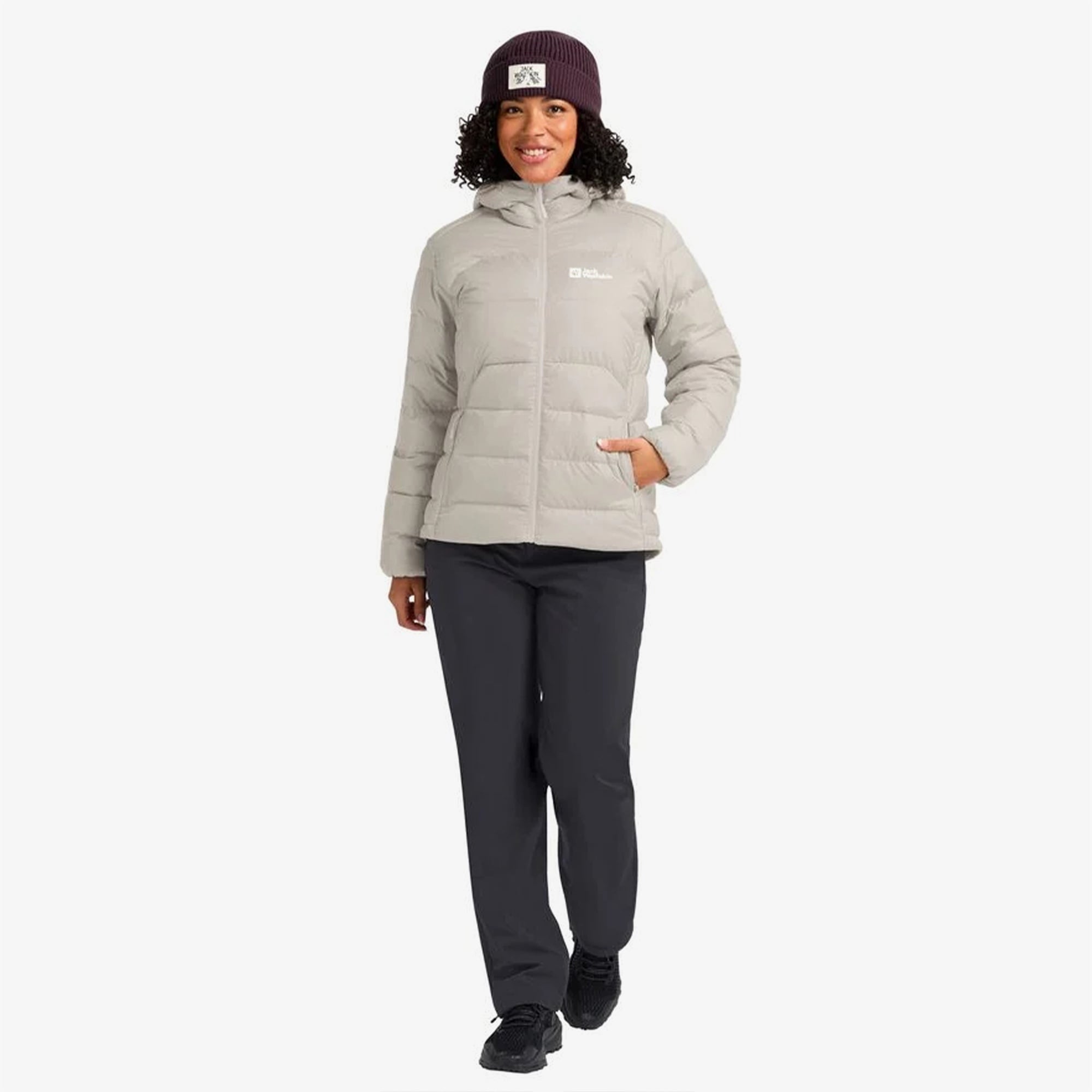 Jack Wolfskin Ather Down Hoody Kadın Gri Mont