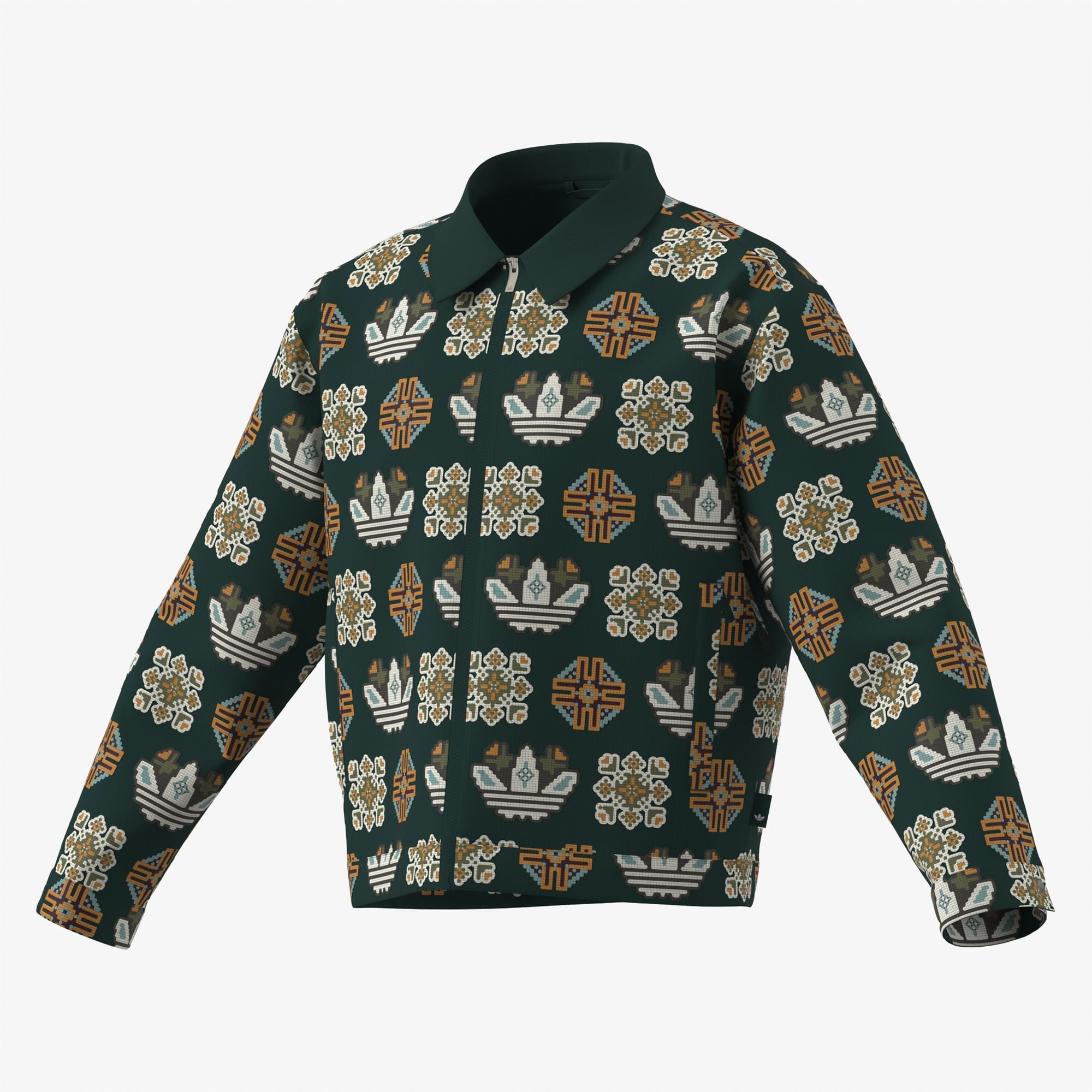 adidas Monogram Allover Print Loose Yeşil Ceket