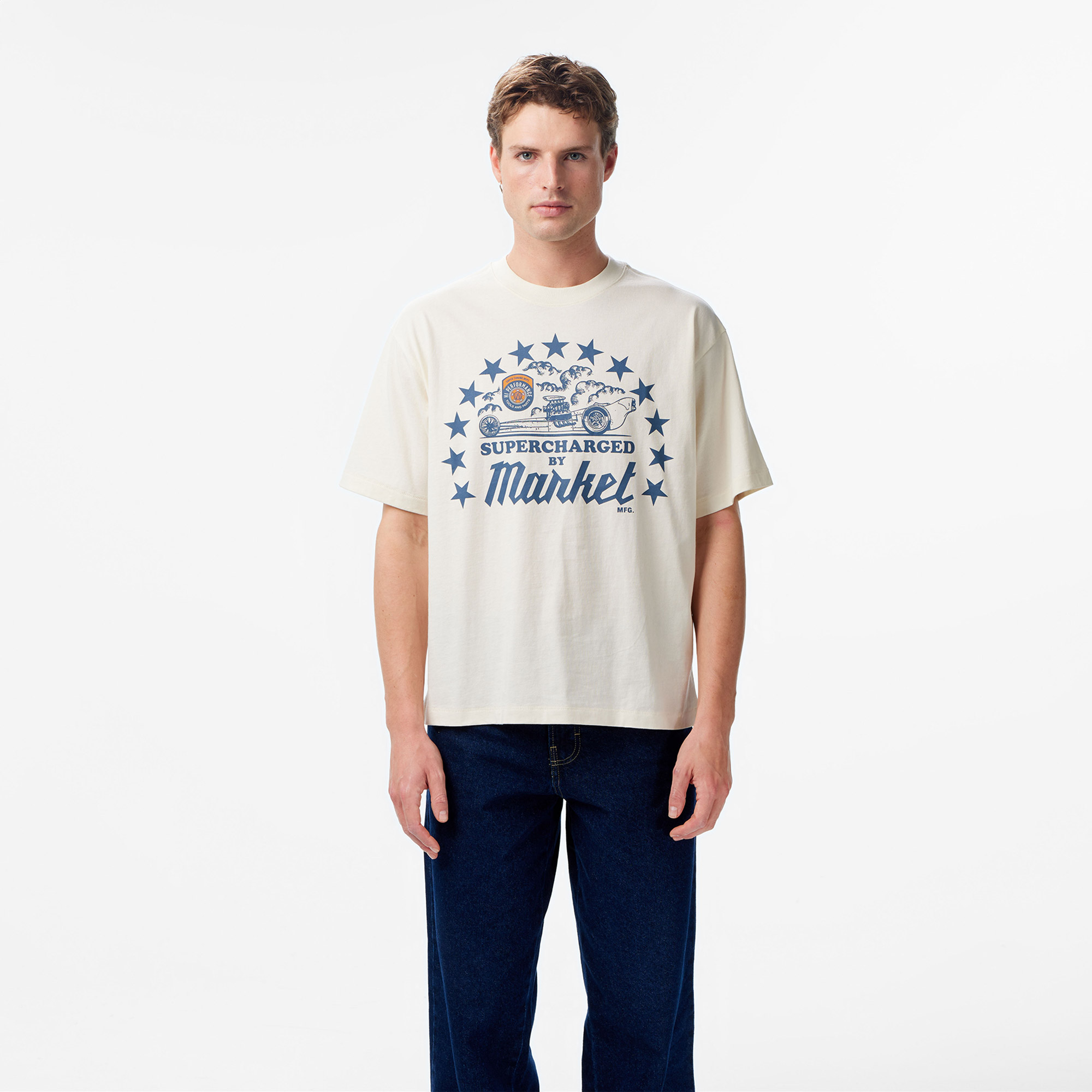  Market Supercharged Erkek Beyaz T-Shirt