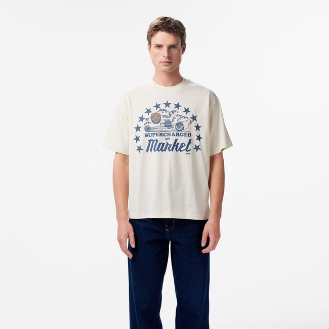  Market Supercharged Erkek Beyaz T-Shirt